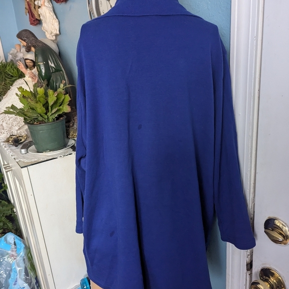 Blue Long Sleeve Polo Shirt with Embroidered Crest - Picture 6 of 7